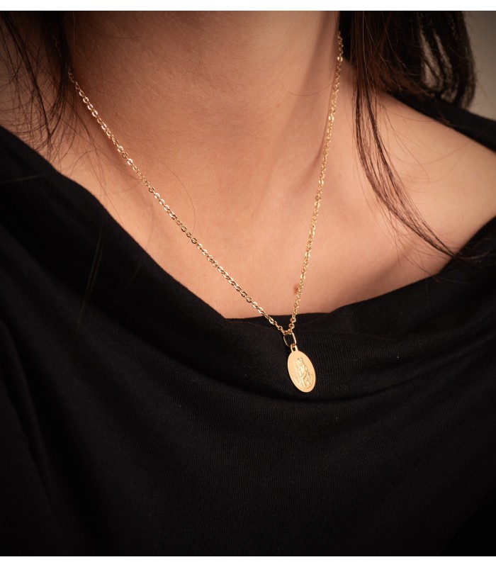 Médaille Saint Christophe Or 18K 14 mm Mate