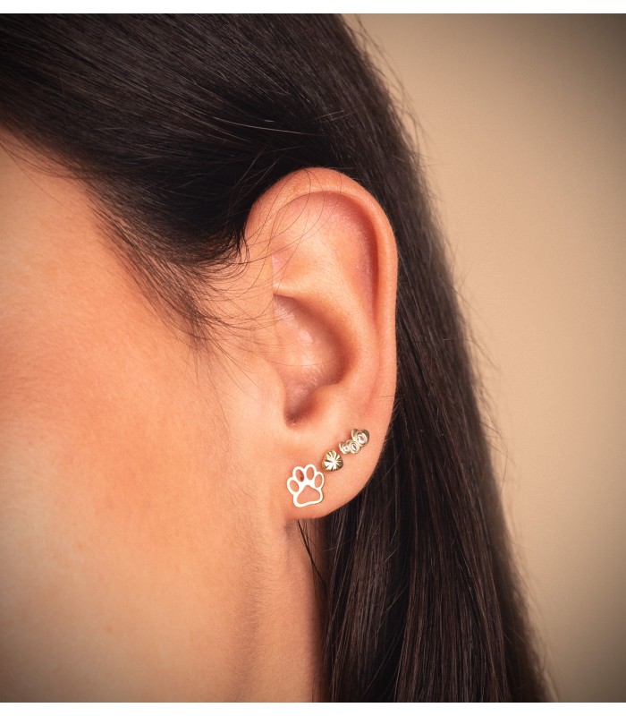 Pendientes niña Huella de perro oro 18 Kilates. Pendientes baratos niña, mujer.