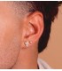 Herrenohrringe Kreuz 18 Karat Gold Zirkonia weiß, Ohrpiercing für Herren