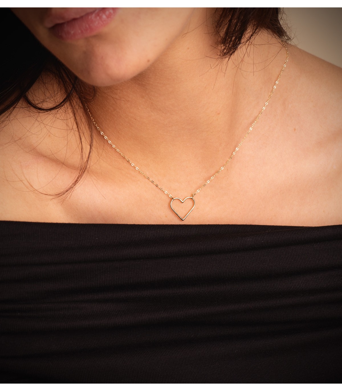 Gargantilla con motivo corazón calado Cameron oro amarillo 18K 40 cm - joyería mujer