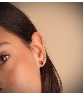 Pendientes oval rojo Oro 18K 7mm