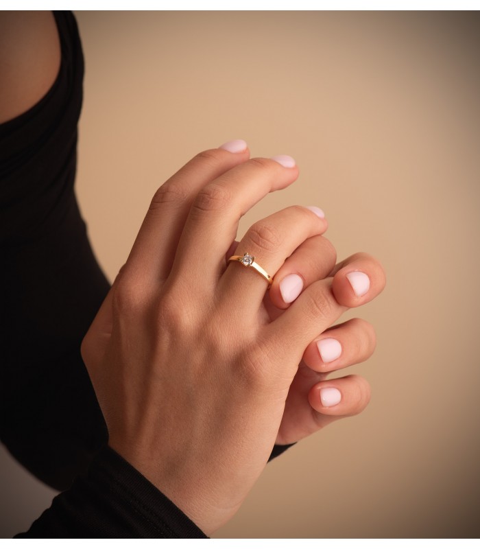 Solitario Bianca Oro Amarillo 18 kilates - Anillo de compromiso, anillo pedida mano mujer