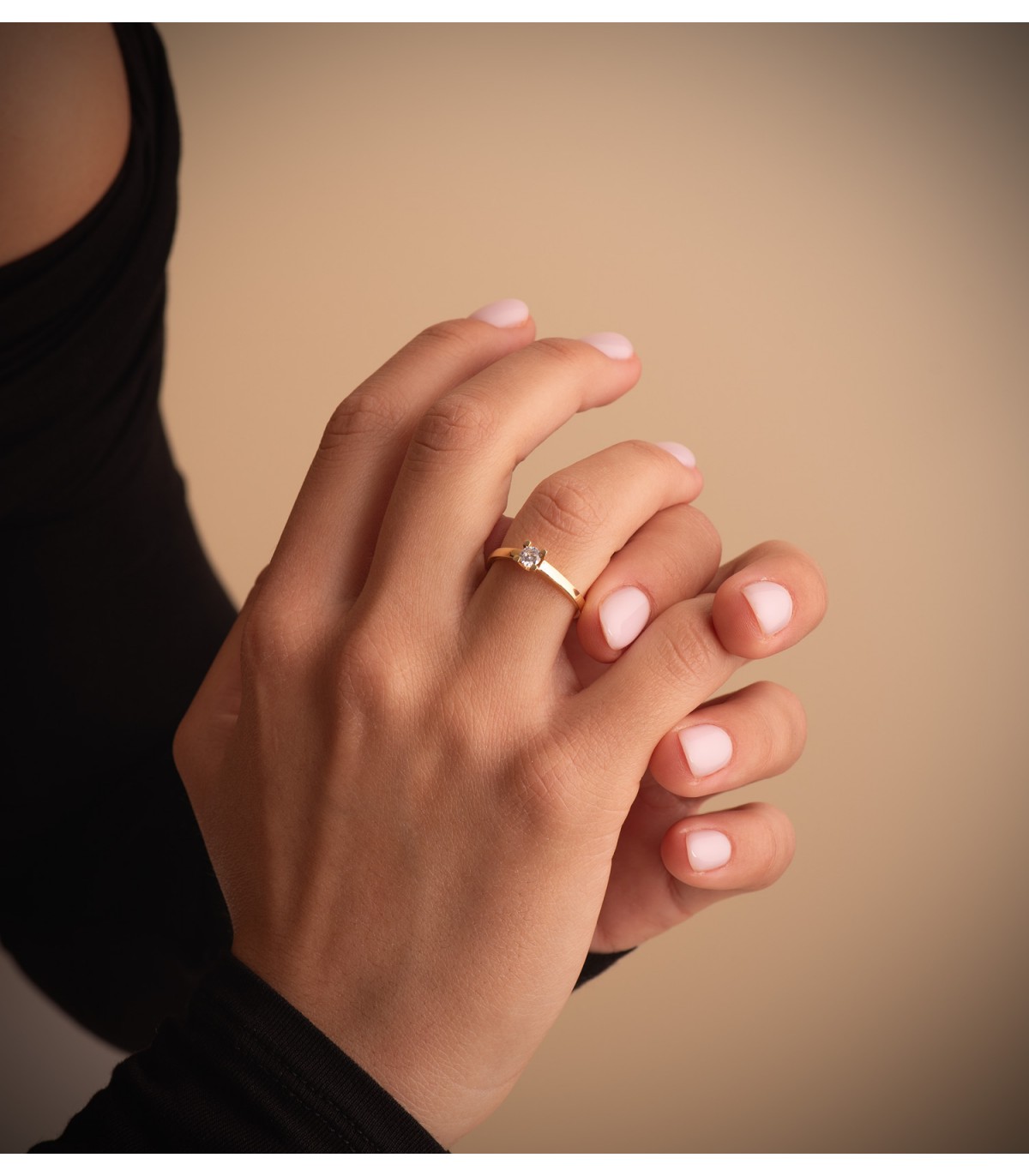 Solitario Bianca Oro Amarillo 18 kilates - Anillo de compromiso, anillo pedida mano mujer
