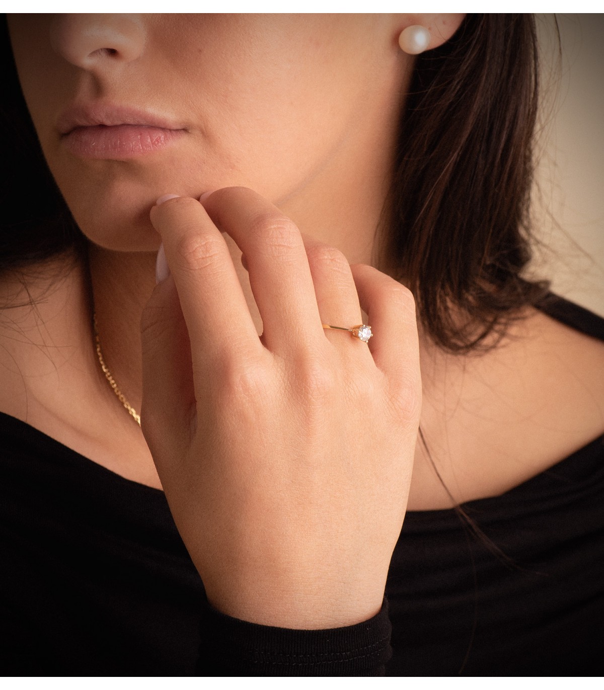 Elegante anello di fidanzamento da donna - Anello Solitario Kira Oro giallo 18 Kt