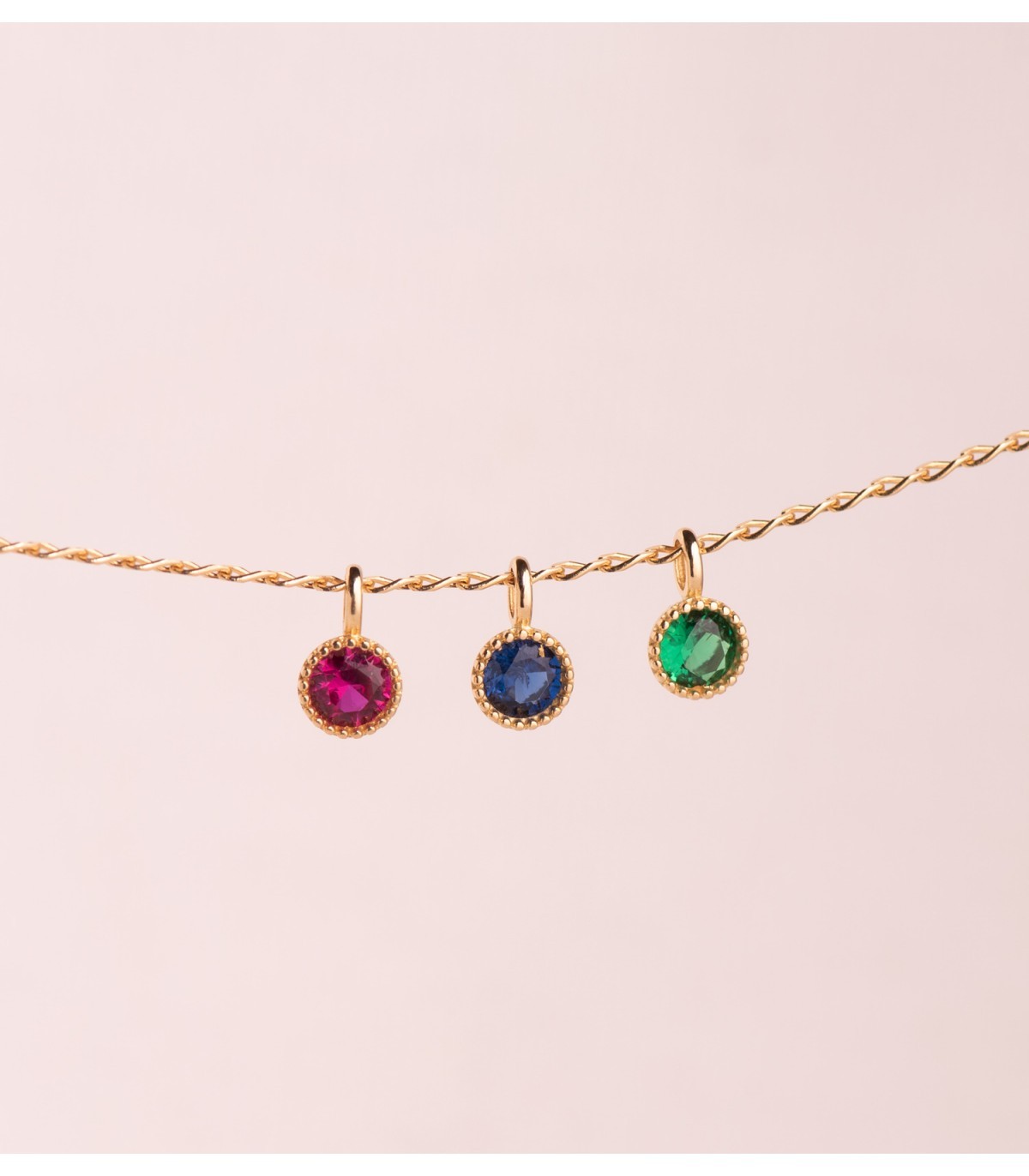 Pendentif avec pierre rouge couleur rubis - Colliers en or pour femme avec pierres de couleur