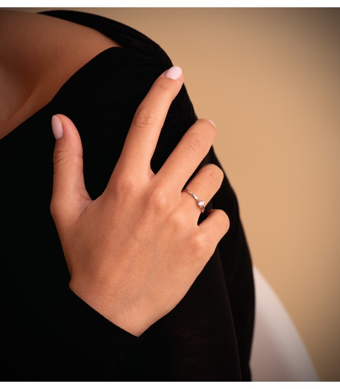 Solitario blanco Isabelle18 Ktes anillo de compromiso - solitarios para pedida de mano