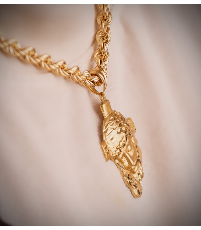 Cordón de oro Salomónico Ligero Oro amarillo 18k 50cm y cadena barbada cubana.