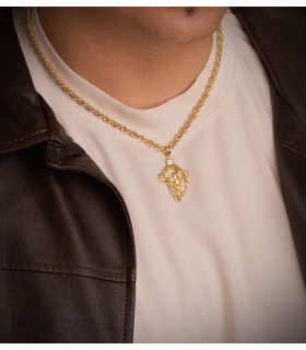 Collana uomo catena corda intrecciata leggera oro giallo 750 60cm 4,8mm, effetto attorcigliato.