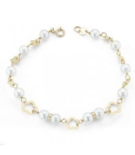 Bracelet Fille Paloma Or 18 K. Bijoux pour enfants. Bracelets perles en or 750. Cadeaux fille.