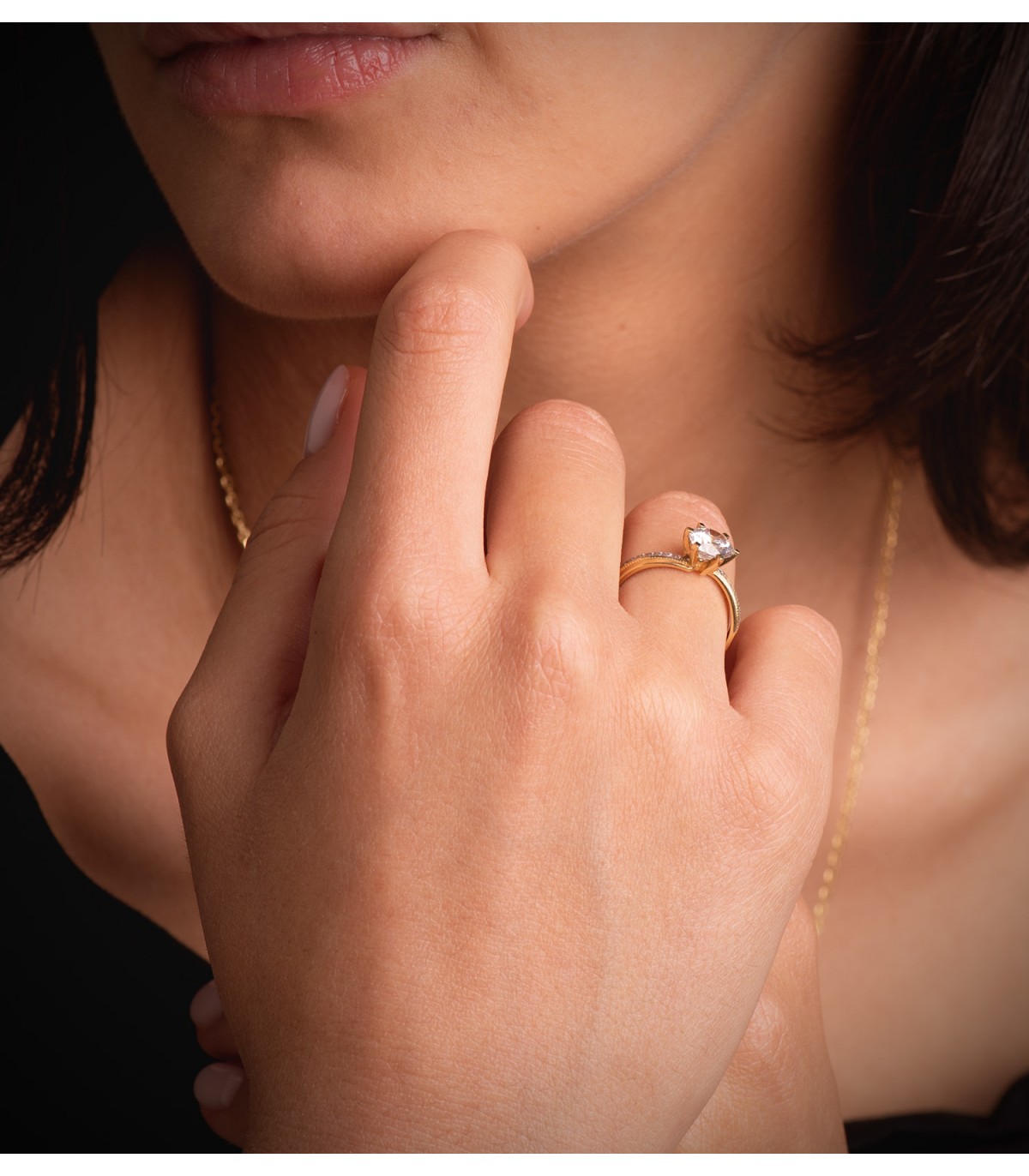 Solitär Ring mit Zirkonia Gold 18K /750er 19417-OA | Verlobungsring glänzendes Design