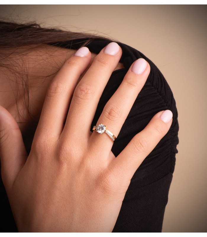 Anelli da proposta di matrimonio per donna - Solitario Rosalinda oro bianco e giallo 18 Kt