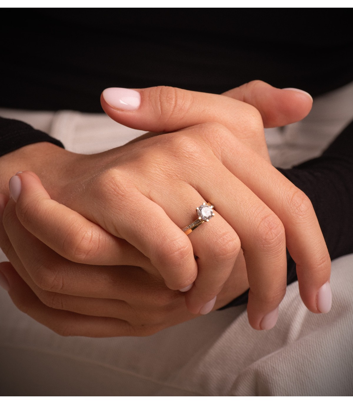 Anelli da proposta di matrimonio per donna - Solitario Rosalinda oro bianco e giallo 18 Kt