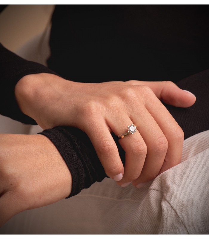 Anelli da proposta di matrimonio per donna - Solitario Rosalinda oro bianco e giallo 18 Kt