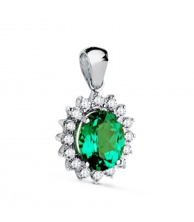 Anhänger Galadriel Smaragd & Diamant 750 Weißgold