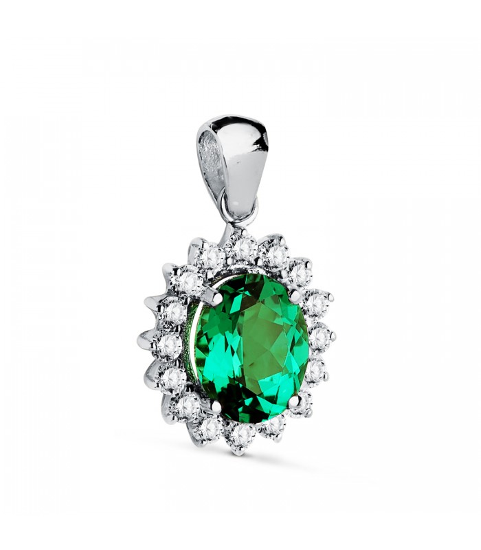 Anhänger Galadriel Smaragd & Diamant 750 Weißgold
