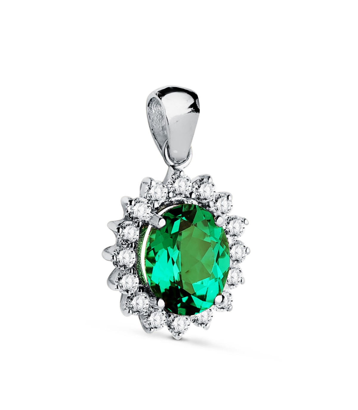 Colgante Galadriel Oro blanco 18K Esmeralda 1.74 Q Diamantes 0.42 Q Joyas para Novia Complementos Alta joyeria