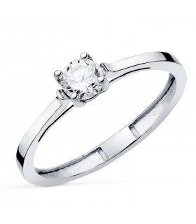 Anillo solitario de compromiso con Diamante 0.300 quilates y oro blanco 18 kilates