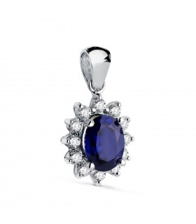 Collier avec pendentif en diamant. Saphir et or blanc. Diamants pour femmes.