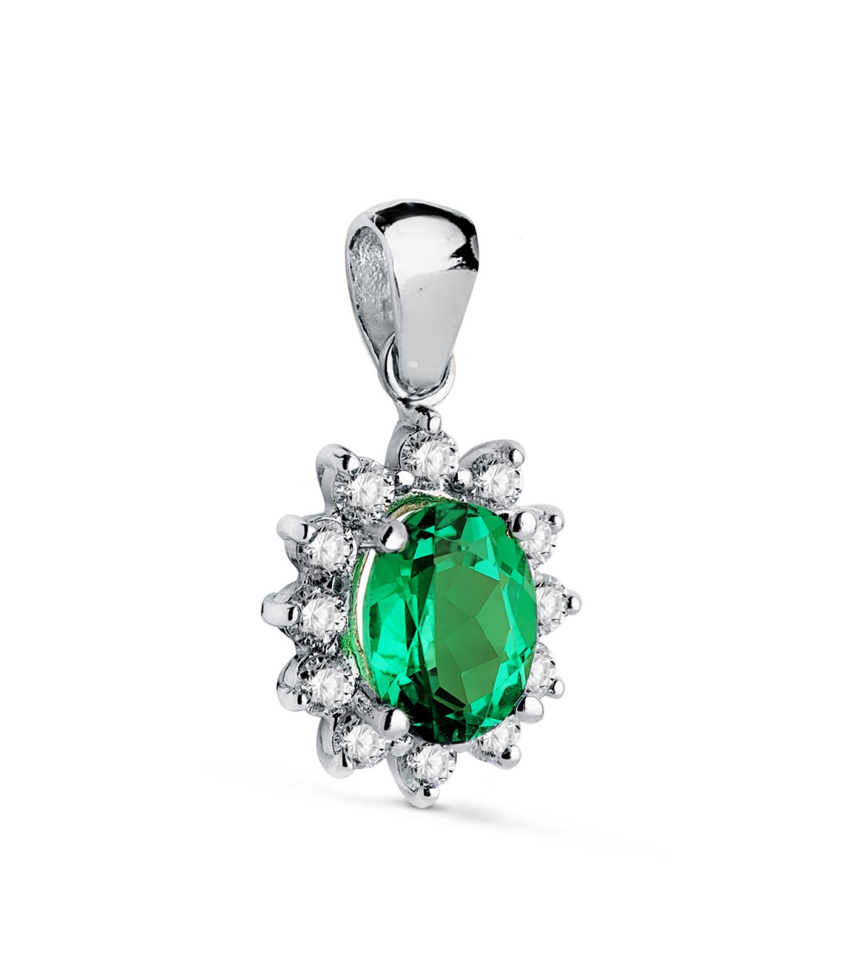 Ciondolo Eowyn in oro 18kt smeraldo e diamanti 0,400 carati. Gioielli da sposa, alta gioielleria.