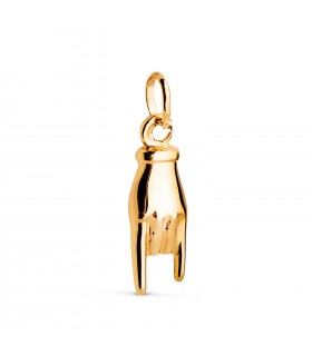 Colgante mano italiana oro 18K 22,5 mm, amuleto de la suerte.