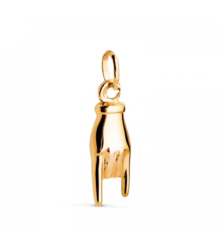 Colgante mano italiana oro 18K 22,5 mm, amuleto de la suerte.
