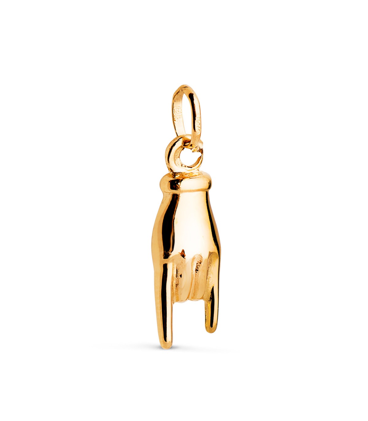 Colgante mano italiana oro 18K 22,5 mm, amuleto de la suerte.