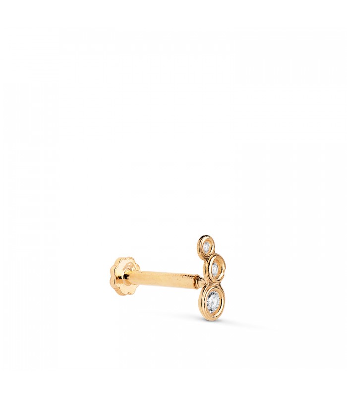 Piercing labret en or avec zircone pour femme : tragus, hélix, lobe ou conque | Piercings et bijoux d'oreille