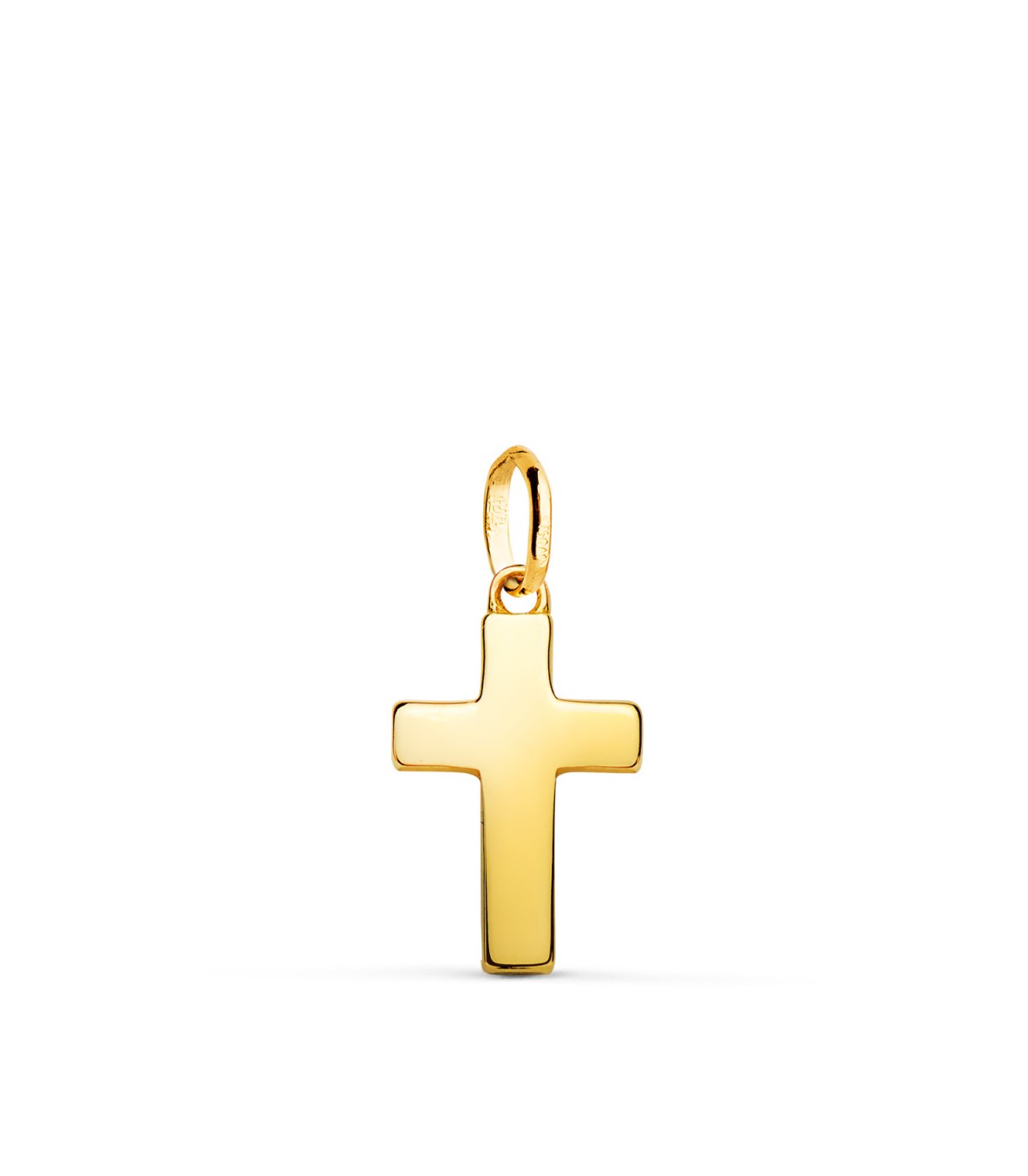 Pendentif croix en or 18 carats , cadeau baptême et femme - Croix plate 15 mm