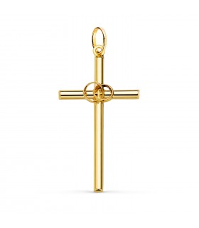 Croix de mariage avec alliances en or jaune 18 carats, 31 mm – Cadeau anniversaire de mariage