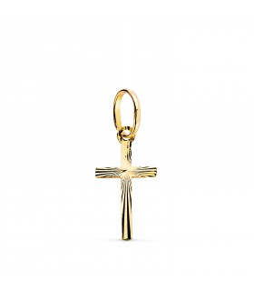 Pendentif croix en or 18 carats, cadeau baptême et femme – Croix diamantée 16 mm