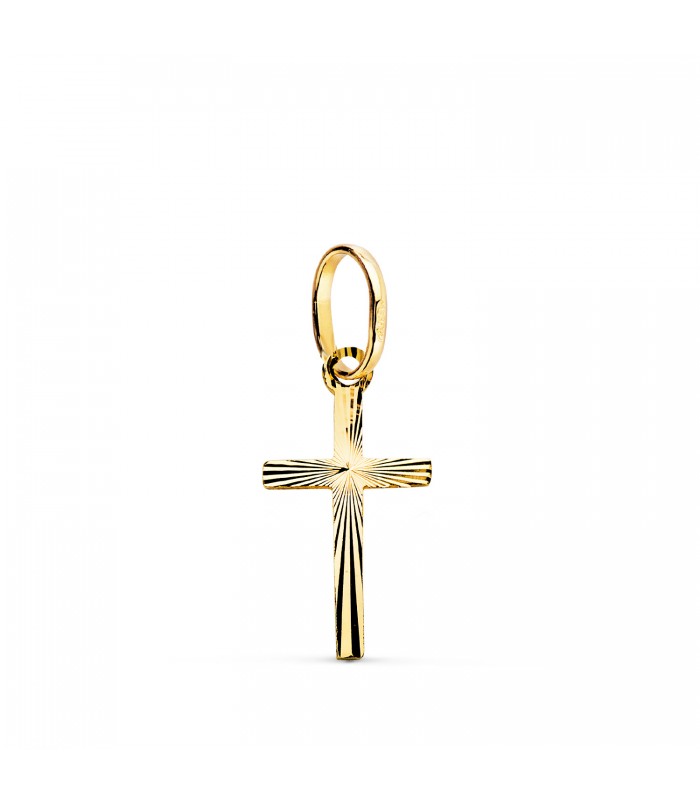 Pendentif croix en or 18 carats, cadeau baptême et femme – Croix diamantée 16 mm