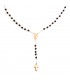 Collier chapelet en or jaune 750, avec croix et médaille miraculeuse, boules onyx – Longueur 60 cm