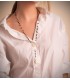 Collier chapelet en or jaune 750, avec croix et médaille miraculeuse, boules onyx – Longueur 60 cm