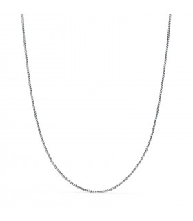 Collana Catena intrecciata in oro bianco per donna - Girocollo a maglia spiga 1 mm 40 cm