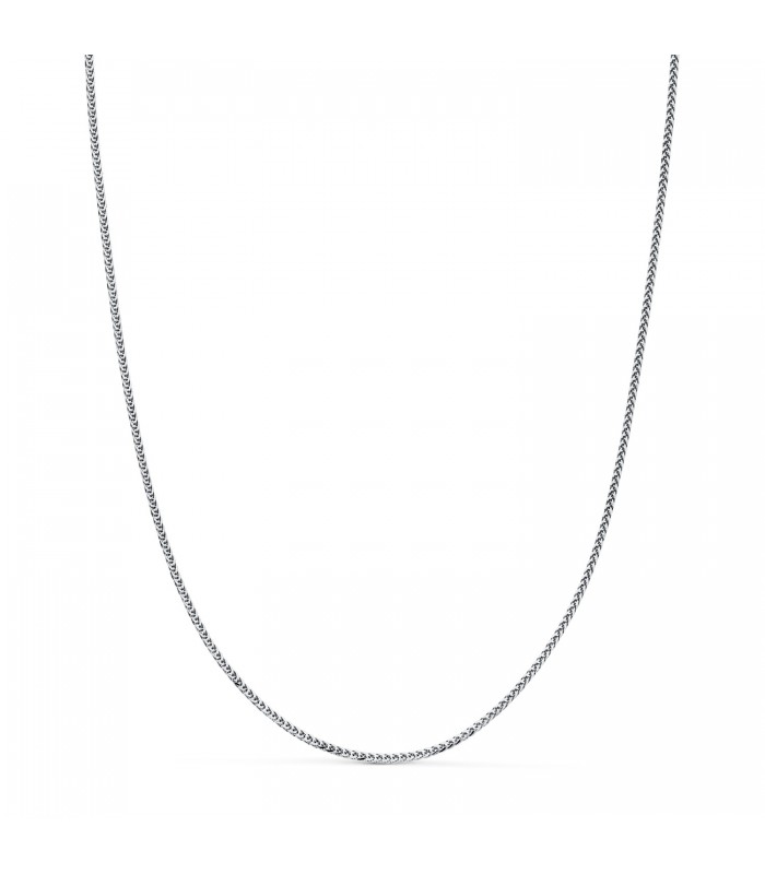 Collana Catena intrecciata in oro bianco per donna - Girocollo a maglia spiga 1 mm 40 cm