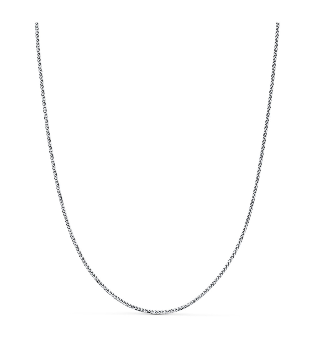 Collana Catena intrecciata in oro bianco per donna - Girocollo a maglia spiga 1 mm 40 cm