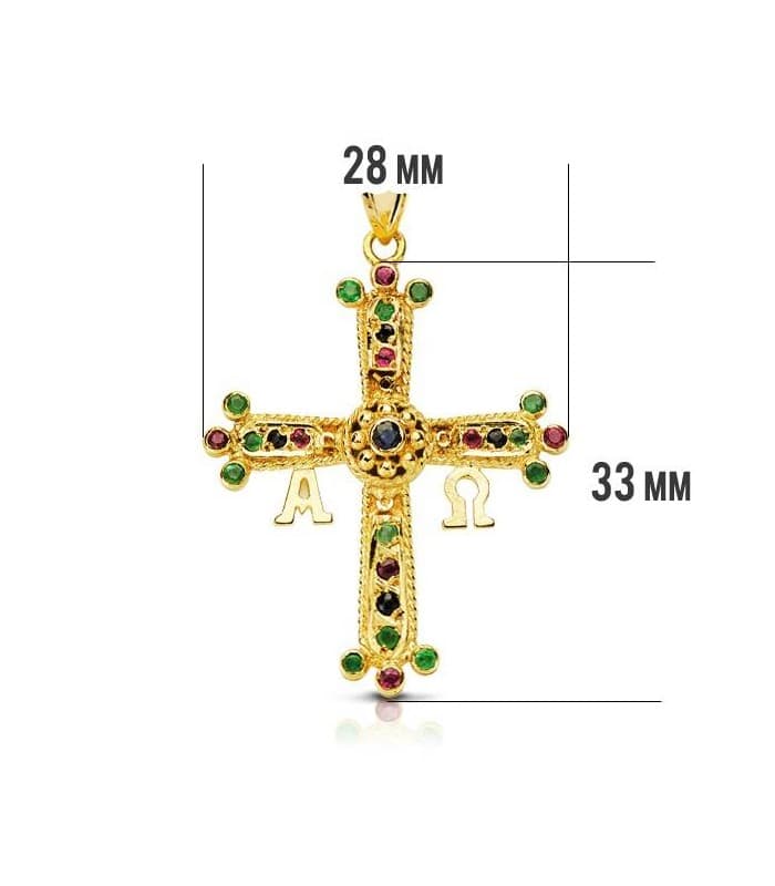 Croce della Vittoria, Covadonga 18 Kt 33mm Pietre preziose