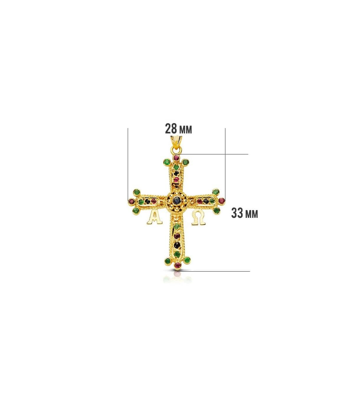 Croce della Vittoria, Covadonga 18 Kt 33mm Pietre preziose