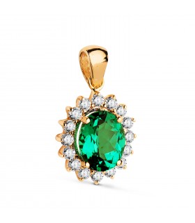 Anhänger Galadriel mit Edelsteinen: Smaragd und Diamanten, aus 750 Gold