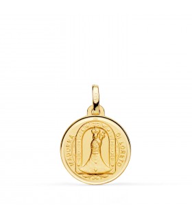 Medaglia Madonna di Loreto con incisione 16 mm oro 750 ‰ - Ciondolo nascita e battesimo