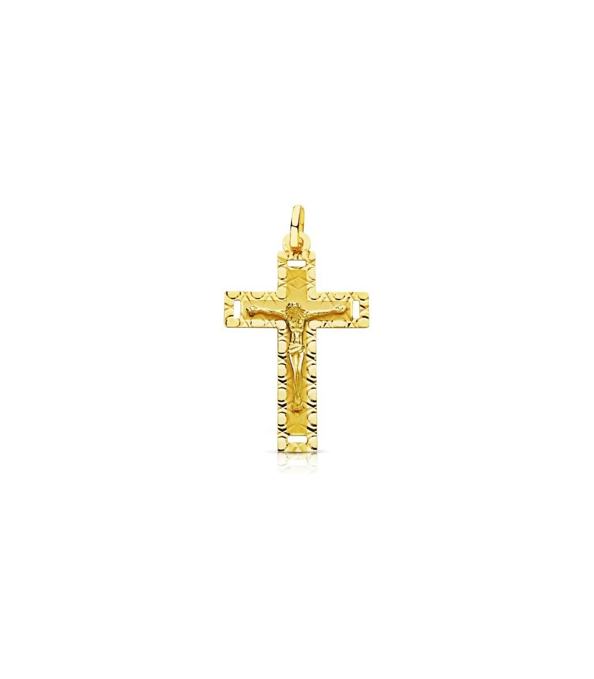 Croix Christ sculptée 18 K 32mm
