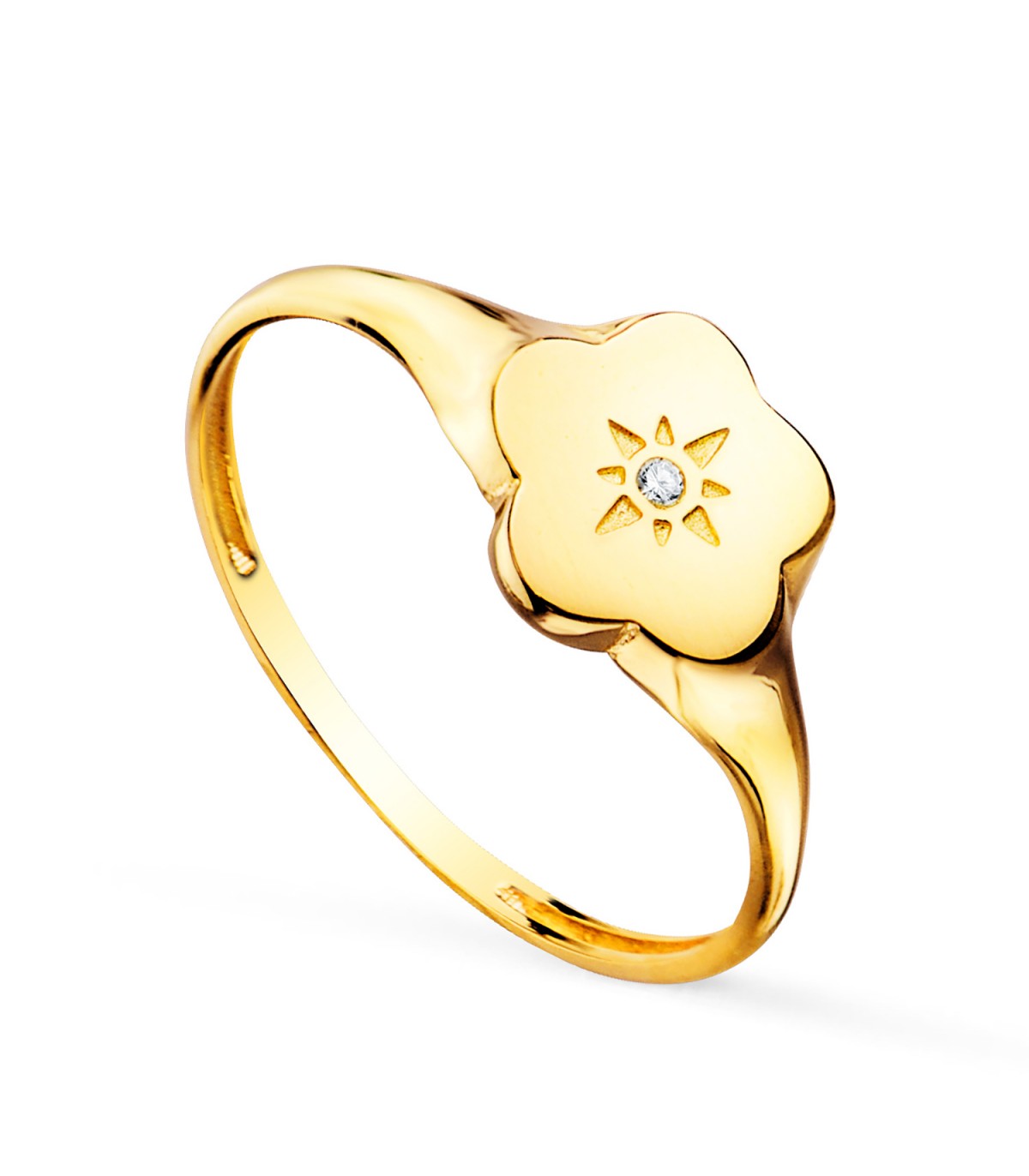 Anillo Sello de oro para mujer, forma Flor, 18 Kilates | Sortijas y joyas de mujer