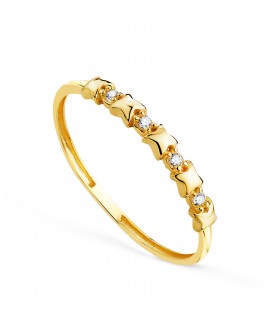 Anillo de oro para mujer, forma estrellas y circonitas, 18 Kilates | Sortijas y joyas de mujer