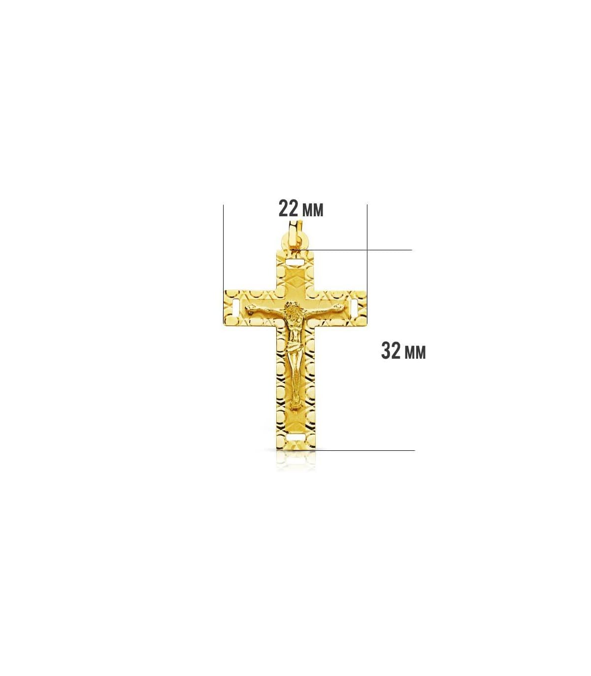 Croix Christ sculptée 18 K 32mm