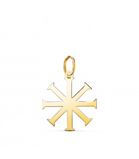 Christlicher Anhänger, 18K Gold, 16 mm, achtzackiges Kreuz, Geschenk zur Taufe und zu christlichen Anlässen.