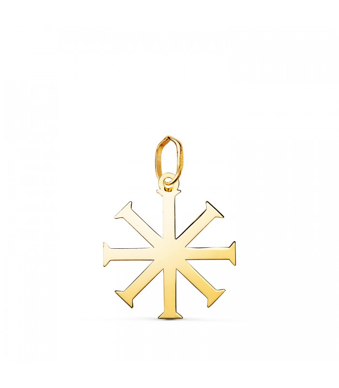 Christlicher Anhänger, 18K Gold, 16 mm, achtzackiges Kreuz, Geschenk zur Taufe und zu christlichen Anlässen.