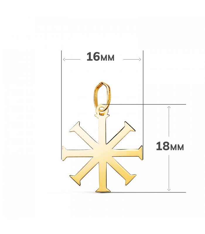 Ciondolo a croce battesimale in oro 18 carati, 16 mm, croce a otto punte, regalo per il battesimo e momenti cristiani.