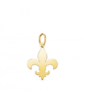 Goldanhänger mit Lilie 18K, 18mm - Fleur de Lys / Schwertlilie | 750 Gelbgold Amulett, Talisman