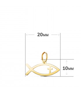 Symbole chrétien du poisson « Ichthys » de 20 mm en or jaune 18 carats | Cadeau de baptême, de communion ou de confirmation