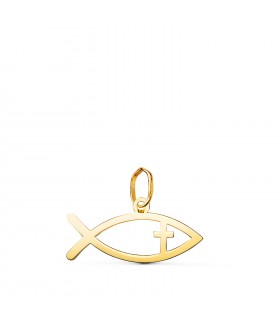 Símbolo del pez cristiano «Ichthys» 20 mm en oro amarillo de 18 kilates | Regalo bautizo, comunión o confirmación